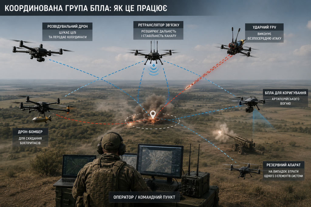 Рій дронів: чим він відрізняється від координованих груп БПЛА